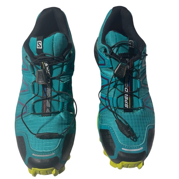 Salomon Speedcross 4 Trail Shoe Running Hiking peacock Blue/Lime Punch Size 9.5 - Picture 1 of 13